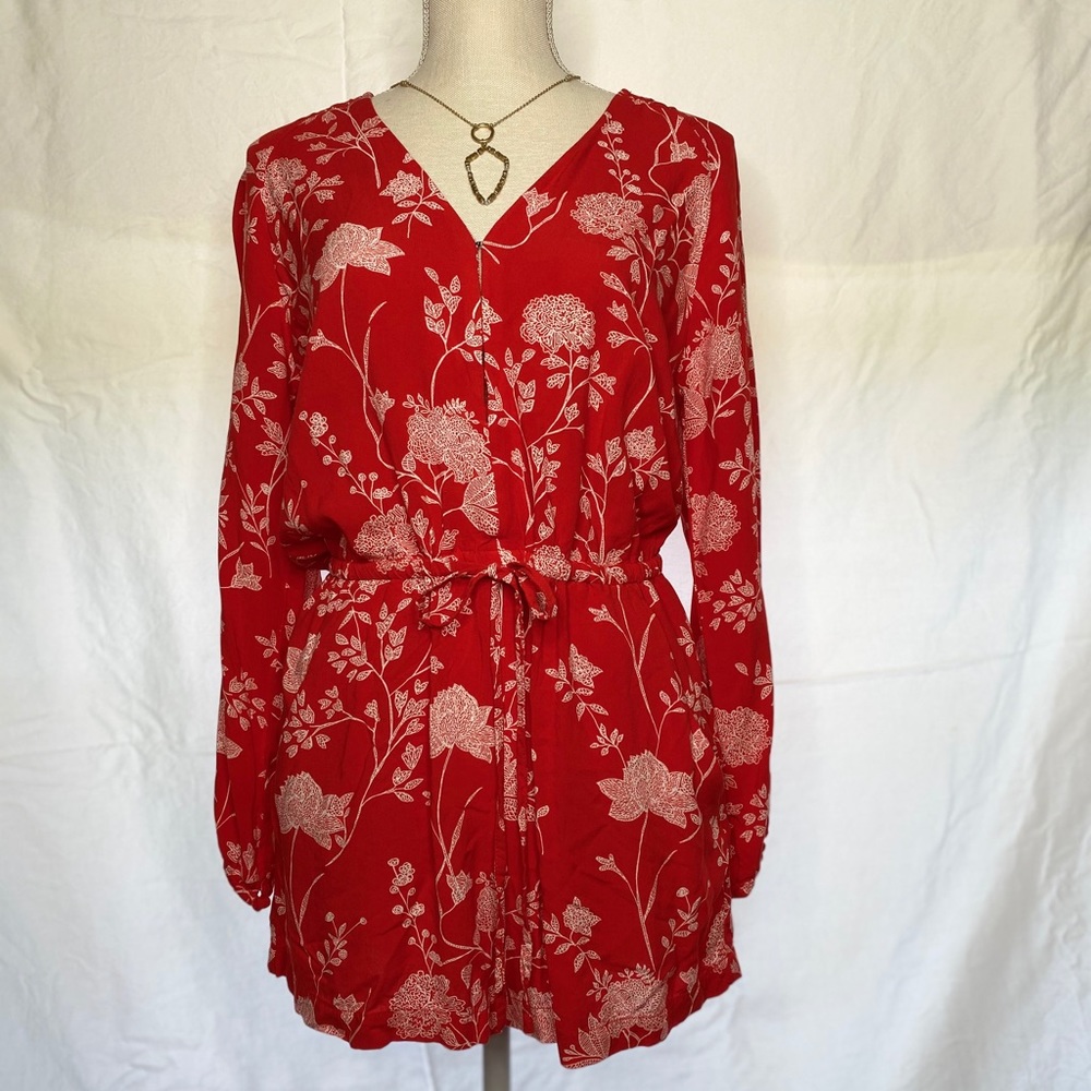 Orange floral romper